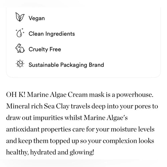 $7❤️🔥 LAST 1! Oh K! Marine Algae Cream Sheet Mask 2PK🪞 NEW & SEALED Sea Clay - Picture 3 of 4